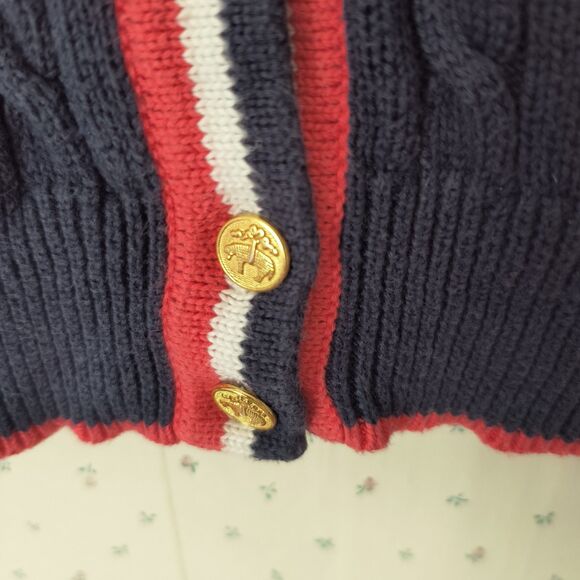Brooks Brothers Cardigan Tennis Sweater Womens XL Navy Cotton Cable Knit *Pls Rd - Picture 7 of 16
